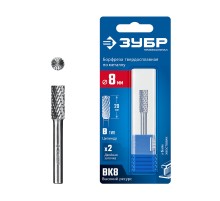 ЗУБР 8х20 мм, тив B (цилиндр с торцевыми зубьями), хв-к 6 мм, твердосплавная борфреза, ПРОФЕССИОНАЛ (28801-8-20)