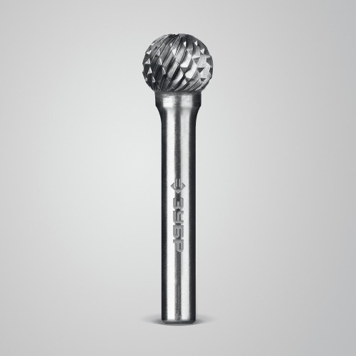 ЗУБР 12х11 мм, тип D (сфера), хв-к 6 мм, твердосплавная борфреза, ПРОФЕССИОНАЛ (28803-12-11)