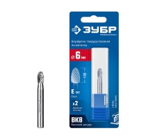 ЗУБР 6х10 мм, тип E (овал, радиус 2.5 мм), хв-к 6 мм, твердосплавная борфреза, ПРОФЕССИОНАЛ (28804-6-10)