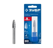 ЗУБР 8х20 мм, тип F (парабола с закругленным углом, радиус 2.0 мм), хв-к 6 мм, твердосплавная борфреза, ПРОФЕССИОНАЛ (28805-8-20)