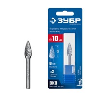ЗУБР 10х20 мм, тип G (парабола с острым углом), хв-к 6 мм, твердосплавная борфреза, ПРОФЕССИОНАЛ (28806-10-20)