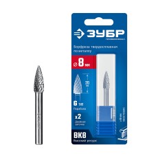ЗУБР 8х20 мм, тип G (парабола с острым углом), хв-к 6 мм, твердосплавная борфреза, ПРОФЕССИОНАЛ (28806-8-20)