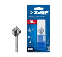 ЗУБР 20х10 мм, тип K (зенкер с вершиной 90°), хв-к 6 мм, твердосплавная борфреза, ПРОФЕССИОНАЛ (28809-20-10)