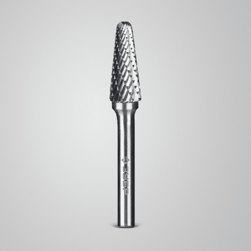 ЗУБР 10х25 мм, тип L (конус с закругленным углом 28°, радиус 2.2 мм), хв-к 6 мм, твердосплавная борфреза, ПРОФЕССИОНАЛ (28810-10-25)