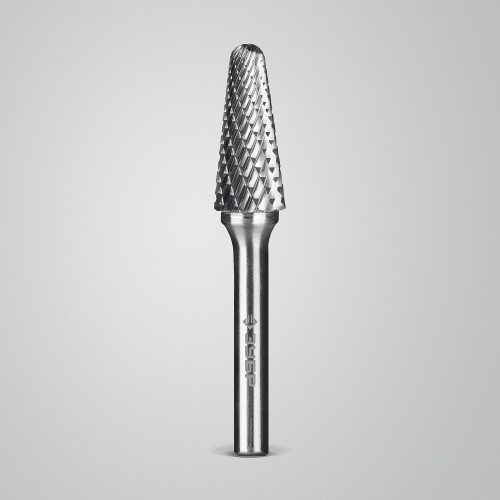 ЗУБР 12х28 мм, тип L (конус с закругленным углом 28°, радиус 3.0 мм), хв-к 6 мм, твердосплавная борфреза, ПРОФЕССИОНАЛ (28810-12-28)