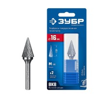ЗУБР 16х25 мм, тип M (конус с острым углом 30°), хв-к 6 мм, твердосплавная борфреза, ПРОФЕССИОНАЛ (28811-16-25)