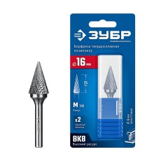 ЗУБР 16х25 мм, тип M (конус с острым углом 30°), хв-к 6 мм, твердосплавная борфреза, ПРОФЕССИОНАЛ (28811-16-25)