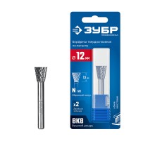 ЗУБР 12х13 мм, тип N (обратный конус, угол 30°), хв-к 6 мм, твердосплавная борфреза, ПРОФЕССИОНАЛ (28812-12-13)