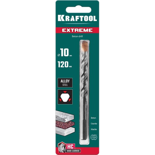 KRAFTOOL Extreme, 10 х 120 мм, трехгранный хвостовик, сверло по бетону (29166-120-10)