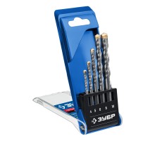 ЗУБР 5 шт: d 4-5-6-8-10 мм, трехгранный хвостовик, набор сверл по бетону усиленных, Профессионал (2916-H5)