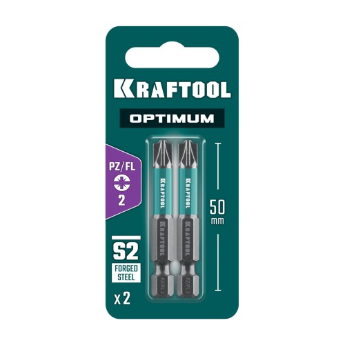 KRAFTOOL OPTIMUM PZ/FL 2, 50 мм, 2 шт, биты (261241-2-50-2)