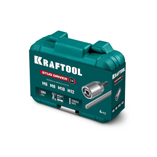 KRAFTOOL STUD DRIVER, 4 шт, М6, М8, М10, М12, набор ударных шпильковертов (26199)