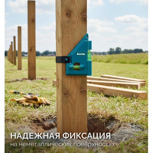 KRAFTOOL POST-LEVEL, 3 глазка, магнитный угловой уровень (34788)