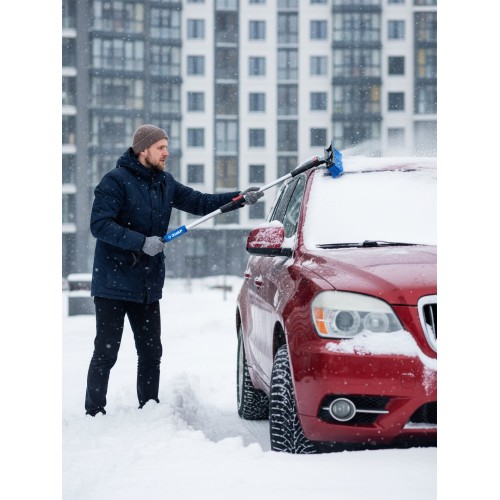 ЗУБР телескопическая щётка с поворотной головой и водосгоном от снега автомобильная, 910-1300 мм, Профессионал (61060-150)