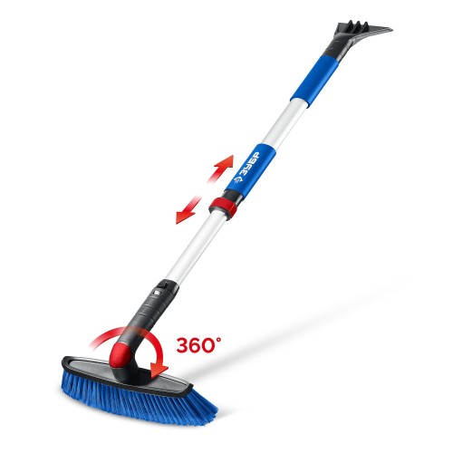 ЗУБР телескопическая щётка с поворотной головой от снега автомобильная, 860-1210 мм, Профессионал (61062)