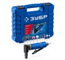 ЗУБР набор в кейсе: угловая цанговая пневмошлифмашина, 10 шарошек и оснастка, ПРОФЕССИОНАЛ (64337-H)