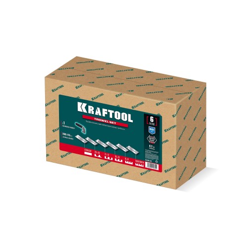 KRAFTOOL 280х115 мм, набор нержавеющих гребенок (6шт) со сменной 2к ручкой, в пластиковом кейсе (33268-H6)
