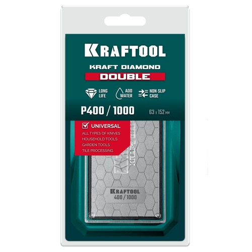 KRAFTOOL DIAMOND DOUBLE Р400/1000, пластина алмазная заточная двухсторонняя (35711-400-1000)