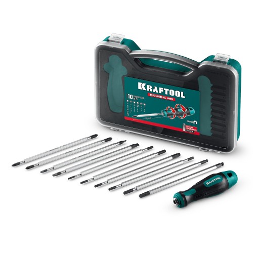KRAFTOOL Double 20, 20 шт, набор: отвертка с переставными стержнями (25817)