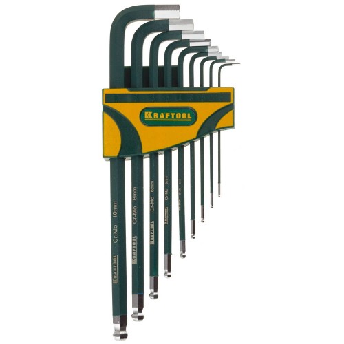KRAFTOOL 9 шт, набор длинных имбусовых ключей (27445-H9)