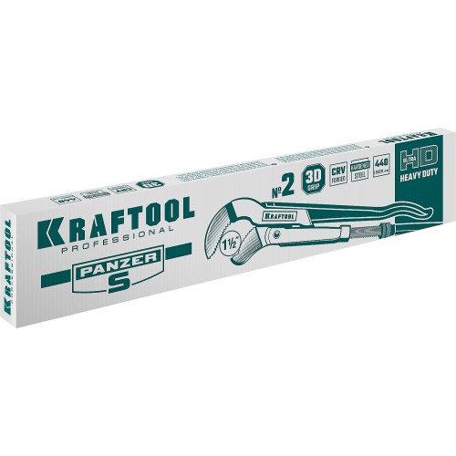 KRAFTOOL PANZER-S, №2, 1.5″, 440 мм, трубный ключ с изогнутыми губками (2733-15)