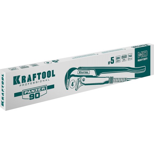 KRAFTOOL PANZER-90, №5, 4″, 745 мм, трубный ключ с прямыми губками (2734-40)