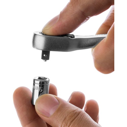 KRAFTOOL 1/4″, 72 зубца, изогнутая трещотка для торцовых головок, Pro (27795-1/4)