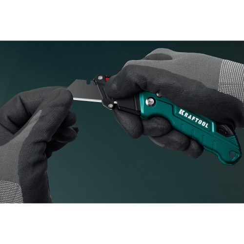 KRAFTOOL Helfer, компактный складной нож с трапециевидным лезвием, тип А24 (09242)