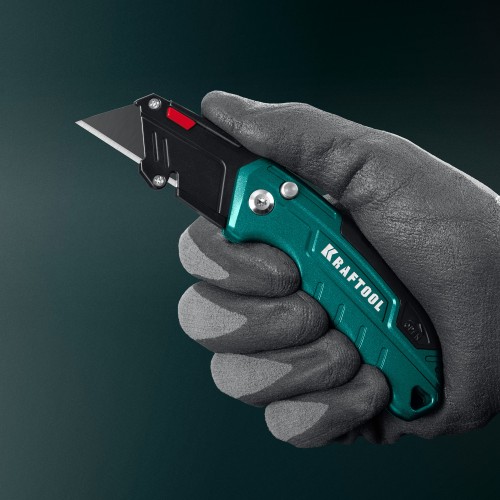 KRAFTOOL Helfer, компактный складной нож с трапециевидным лезвием, тип А24 (09242)