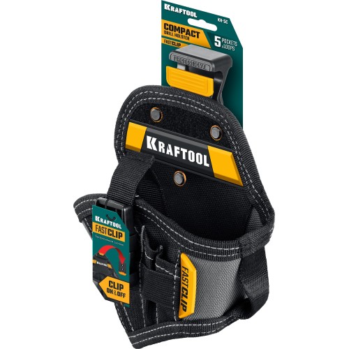 KRAFTOOL KH-5C с быстросъёмным креплением FastClip, 5 карманов и петель, кобура для компактного шуруповерта (38770)
