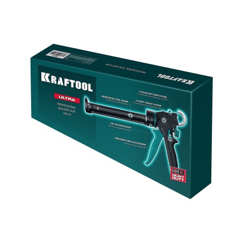 KRAFTOOL ULTRA 310 мл, регулировка силы давления, вариативная антикапельная система, усиленный cкелетный поворотный пистолет для герметика (06679)