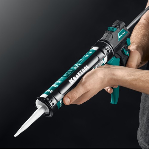 KRAFTOOL ULTRA 310 мл, регулировка силы давления, вариативная антикапельная система, усиленный cкелетный поворотный пистолет для герметика (06679)