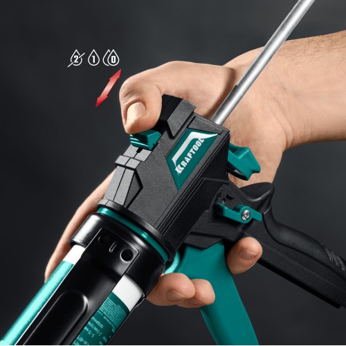 KRAFTOOL ULTRA 310 мл, регулировка силы давления, вариативная антикапельная система, усиленный cкелетный поворотный пистолет для герметика (06679)