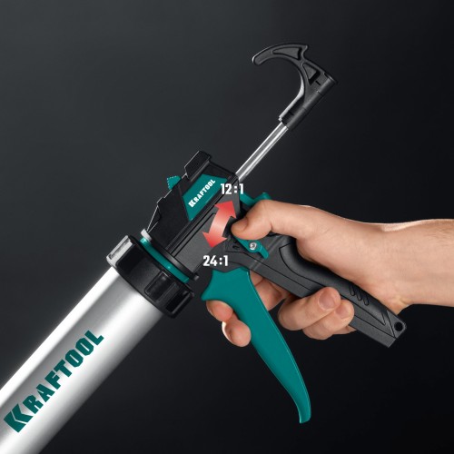 KRAFTOOL ULTRA 310 мл, регулировка силы давления, вариативная антикапельная система, универсальный закрытый пистолет для герметика (06677-31)
