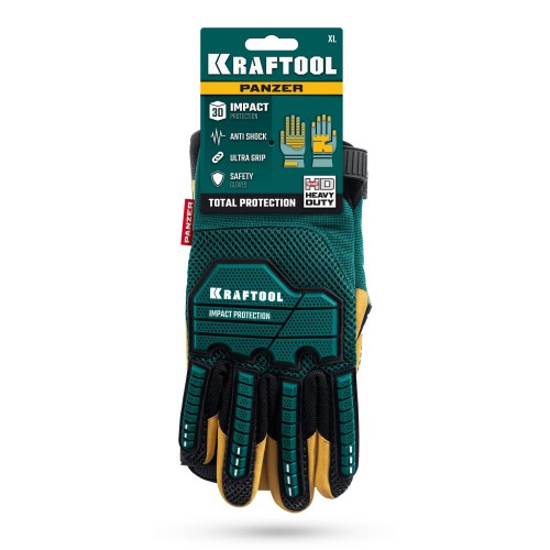 KRAFTOOL PANZER р.XL (10), профессиональные комбинированные перчатки, виброзащита, увеличенные противоударные накладки (11298-XL)