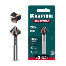 KRAFTOOL EXTREME Со5-А, d 20.5 х 63 мм, сталь M35, U-образная спираль, для раззенковки М10, Конусный зенкер (29734-10)