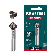 KRAFTOOL EXTREME Со5-А, d 16.5 х 60 мм, сталь M35, U-образная спираль, для раззенковки М8, Конусный зенкер (29734-8)
