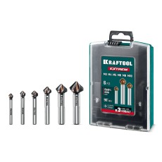 KRAFTOOL EXTREME Со5-А, 6 шт (М3-М10), сталь M35, U-образная спираль, Набор зенкеров (29734-H6)