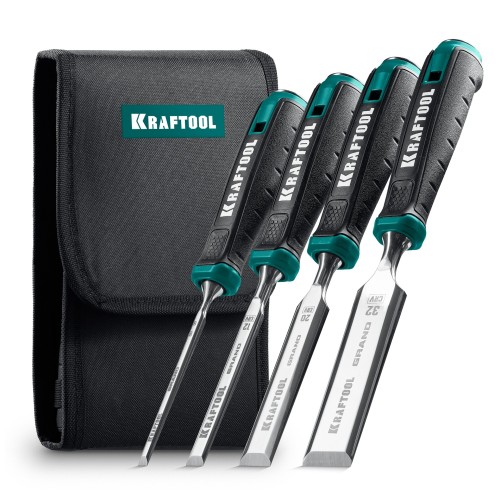 KRAFTOOL GRAND-4 набор стамесок-долот с двухкомпонентной рукояткой, 4 шт