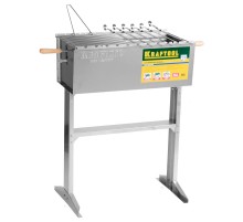 KRAFTOOL 300 x 600 x 800 мм, 6 шампуров, 1 решетка, поддон для угля, стационарный мангал (68320)