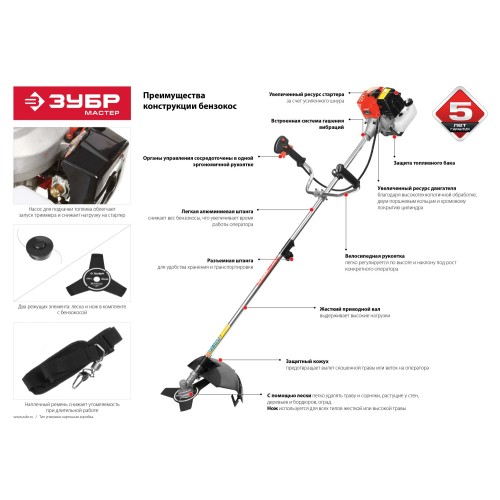 ЗУБР 0.8 кВт, бензиновый триммер (КРБ-350)