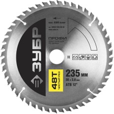 ЗУБР Чистый рез, 235 х 30 мм, 48Т, пильный диск по дереву, Профессионал (36852-235-30-48)