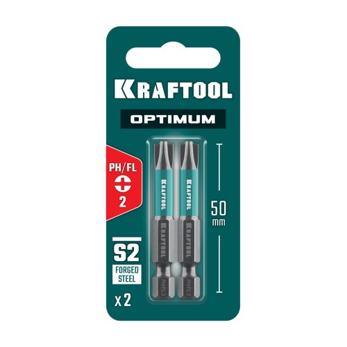 KRAFTOOL OPTIMUM PH/FL 2, 50 мм, 2 шт, биты (261221-2-50-2)