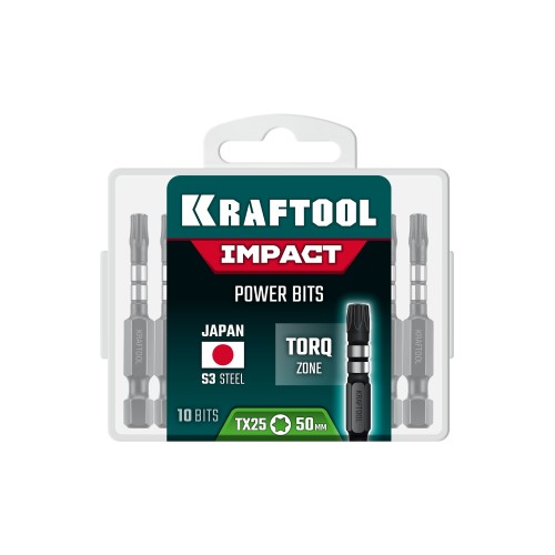 KRAFTOOL Impact TX 20, 50 мм, 10 шт, ударные биты (26195-20-50-S10)