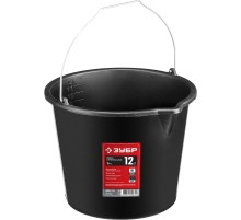 ЗУБР 12 л, высокопрочное с носиком, строительное пластиковое ведро (06093-12)