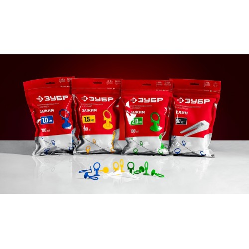 ЗУБР КОЛЬЦО, 1,0 мм, зажим, 100 шт, система выравнивания плитки (33861-100)