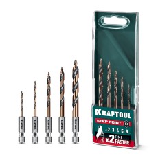 KRAFTOOL STEP POINT, 5 шт, набор сверл по металлу для винтовёртов и шуруповертов IMPACT READY (29653-H5)