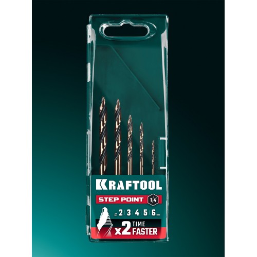 KRAFTOOL STEP POINT, 5 шт, набор сверл по металлу для винтовёртов и шуруповертов IMPACT READY (29653-H5)