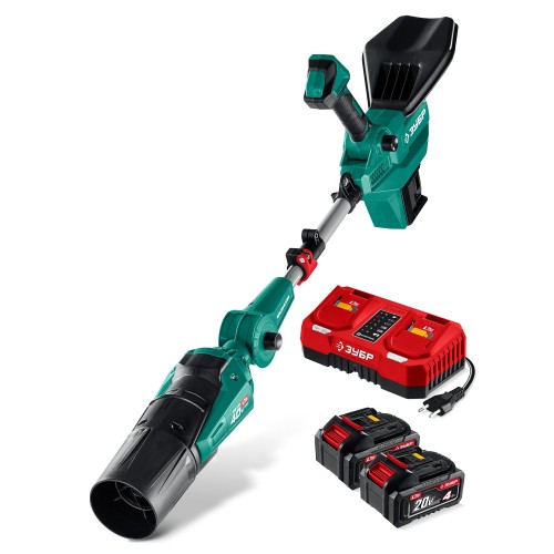 ЗУБР 40 В (2x20В), 1400 м3/ч, 2 АКБ LMS (4 Ач), воздуходувка аккумуляторная (ВА-1400-42)