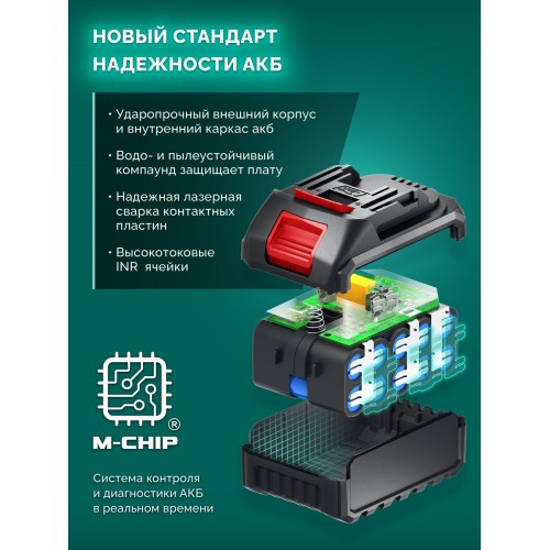 ЗУБР 20 В, 250 мм шина, 1 АКБ LMS (2 Ач), пила цепная аккумуляторная (ПЦБ-2025-21)